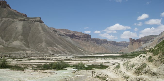 Afghanistan hero image showing high mountain and lake scenery at Band-e Amir.